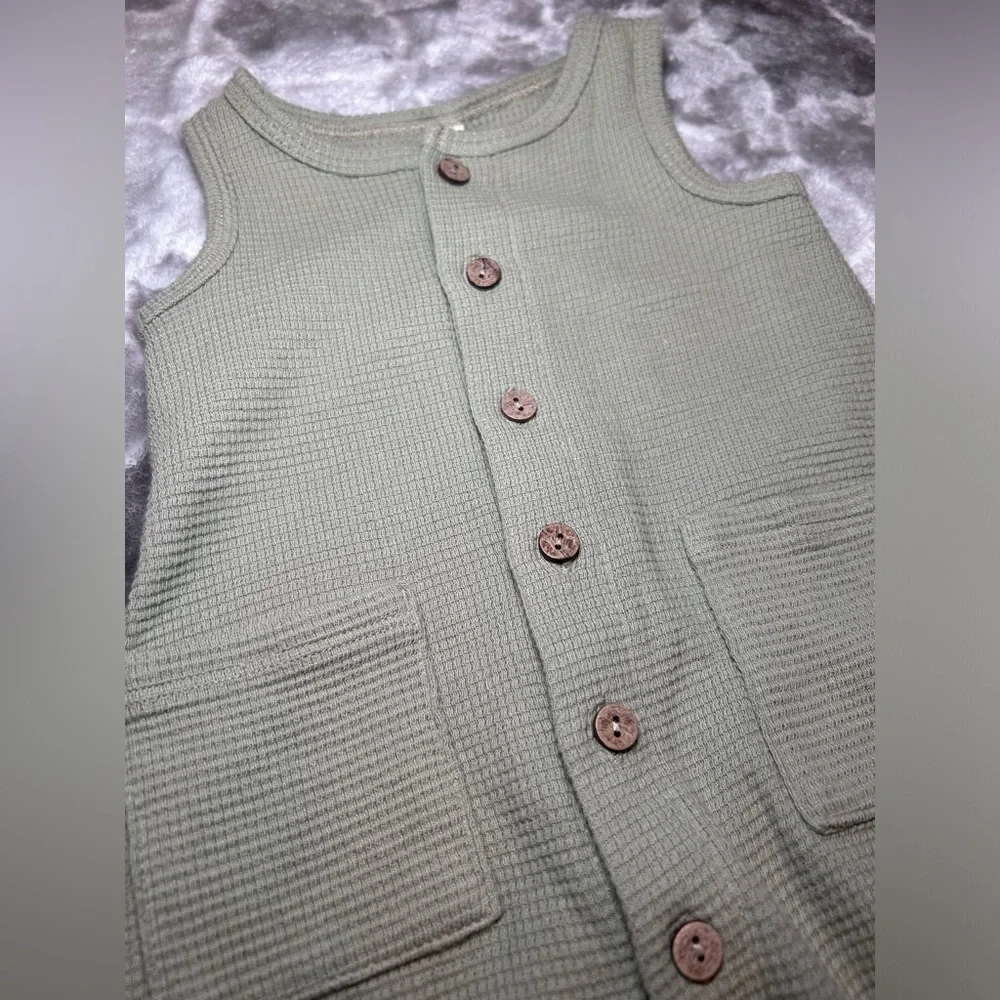 QUINCY MAE Baby Waffle Jumpsuit Bundle- Sage & Blush/ Size 0-3M